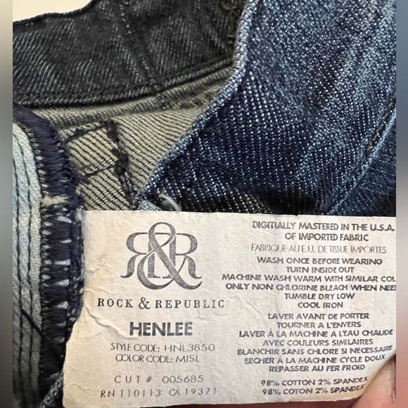 Rock & Republic men’s denim jeans Size 38 Henlee lightly distressed - Picture 5 of 15